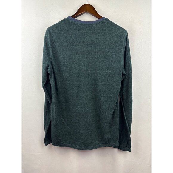 Men’s Public Opinion Large Dark Green Long Sleeve Shirt w/ 1/4 Buttons - Picture 3 of 4